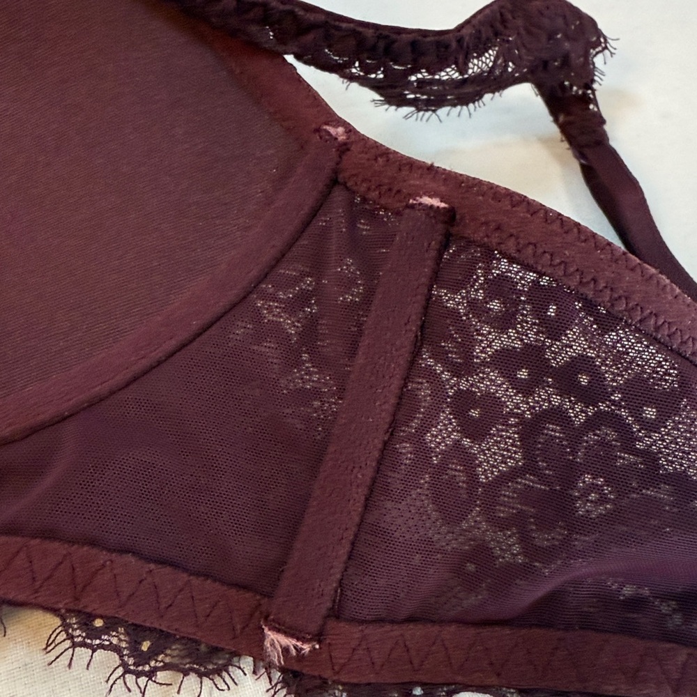 NWT Aerie Lace Longline Bralette Burgundy Size M - Picture 9 of 10